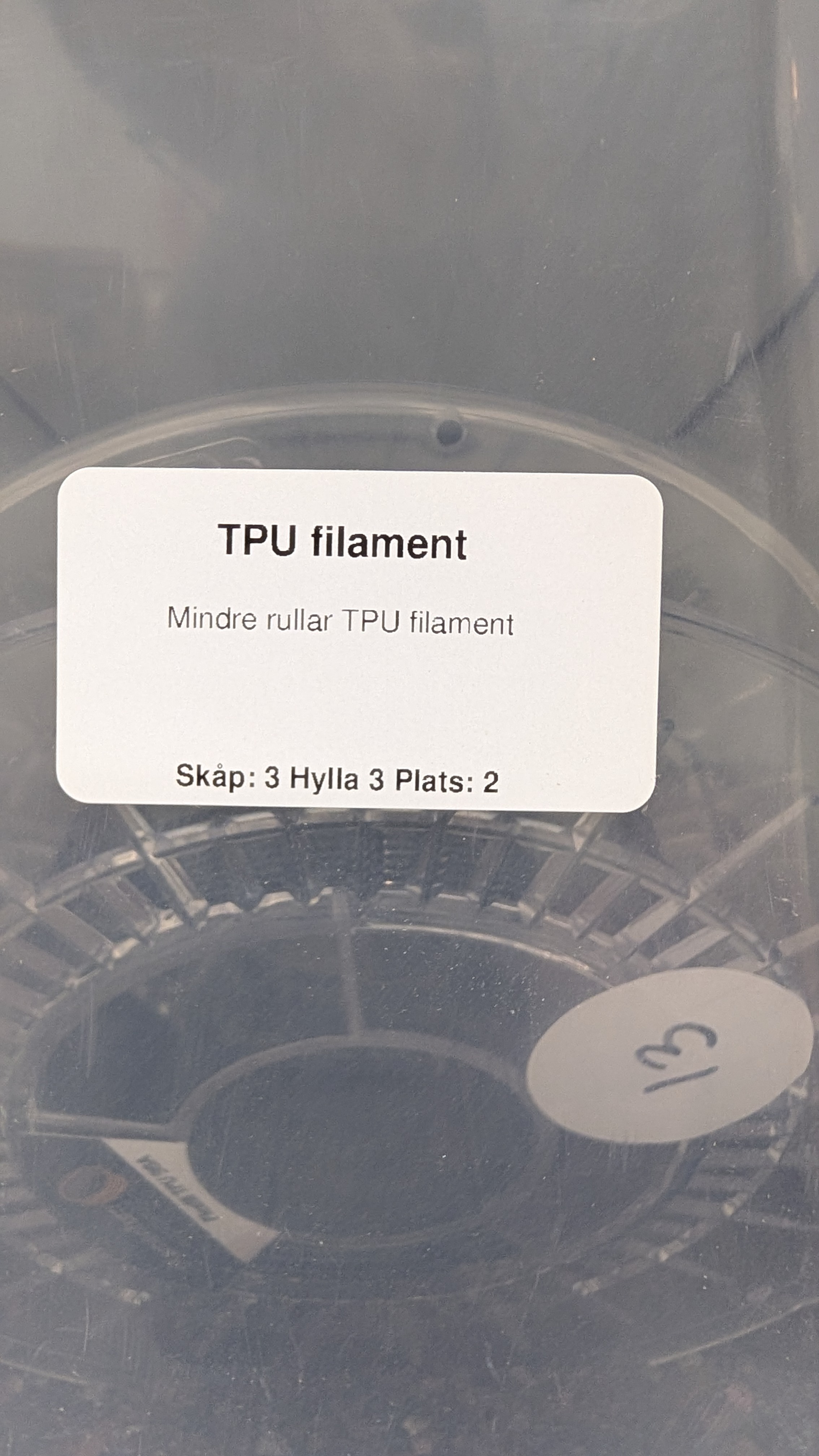 TPU filament Etikett